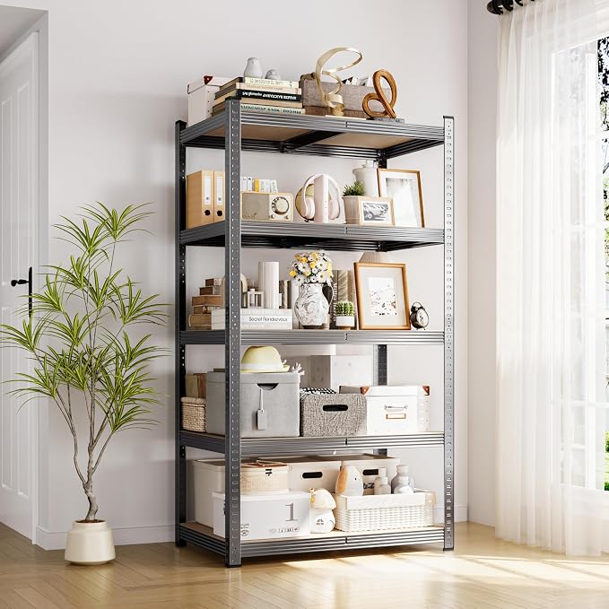 Yaheetech 5-Tier Heavy Duty Storage Shelves 35.5"W x 16"D x 71"H Dark Gray | - Image 9