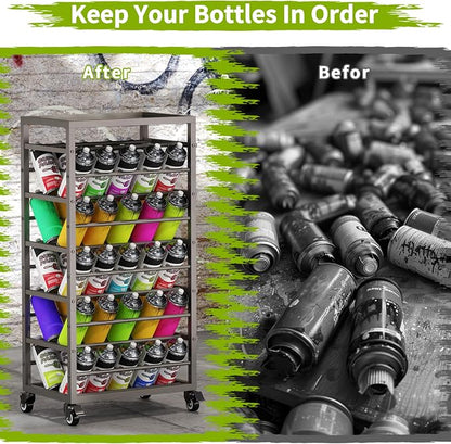 yeshine 50 Can Spray Paint Storage Rack, Metal Aerosol Storage Cart, Rolling - Image 6