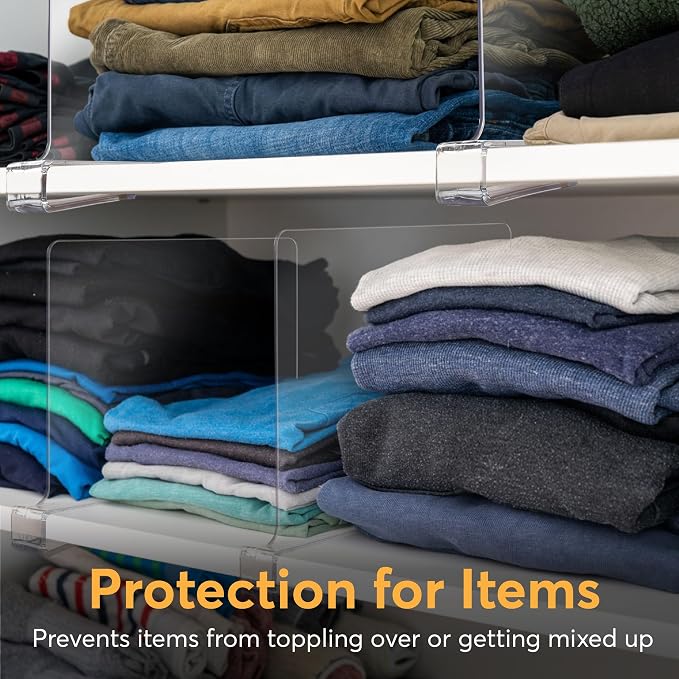 8 Pack Acrylic Shelf Dividers for Closet Organization 11x7.9 Inch – Clear - Image 6