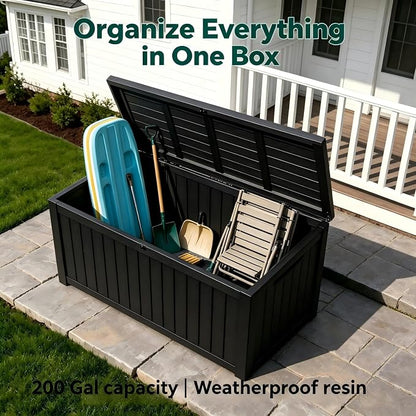 200 Gallon Waterproof Deck Box, Large Resin Outdoor Storage Box - Image 4