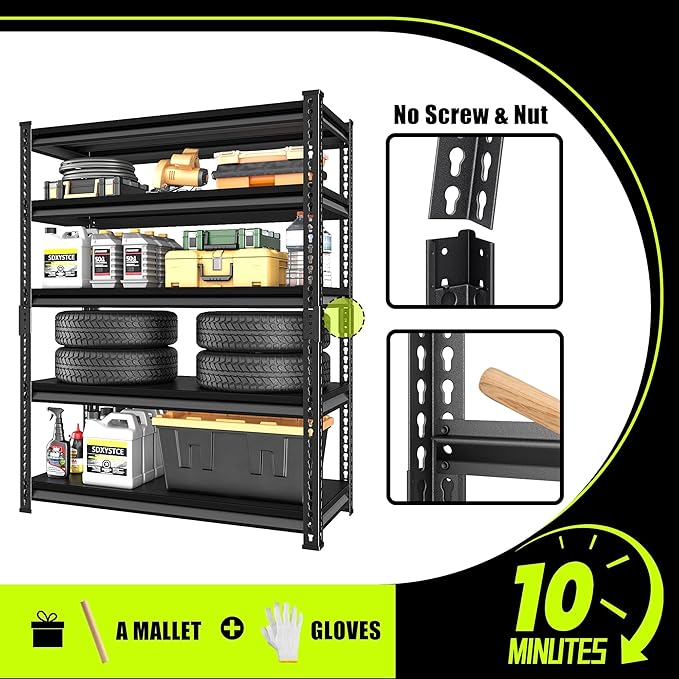 Garage Shelving Heavy Duty 2500LBS Loads, 5-Tier Metal Shelving Units and - Image 6