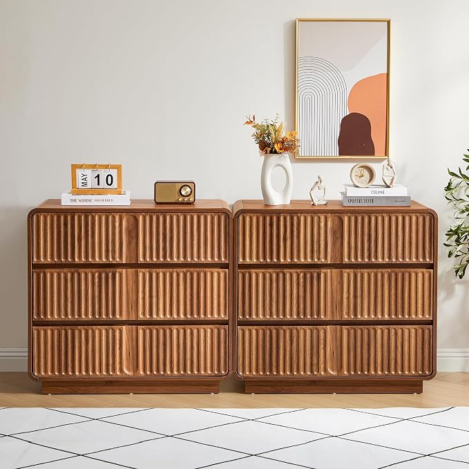 Turtle&Myrtle Fluted 3 Drawer Dressers - Image 6