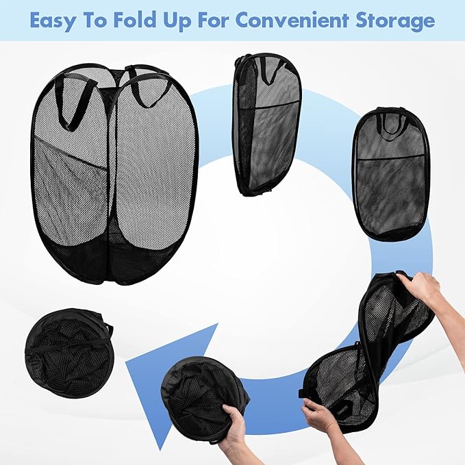 DUCOO Pop Up Laundry Hamper, 70L Collapsible Mesh Laundry Basket - Image 5