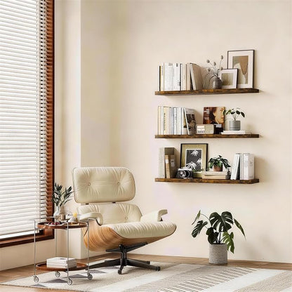 BAYKA Floating Shelves for Wall, 22.5 Inch Rustic Wood Wall Mounted Shelving - Image 2