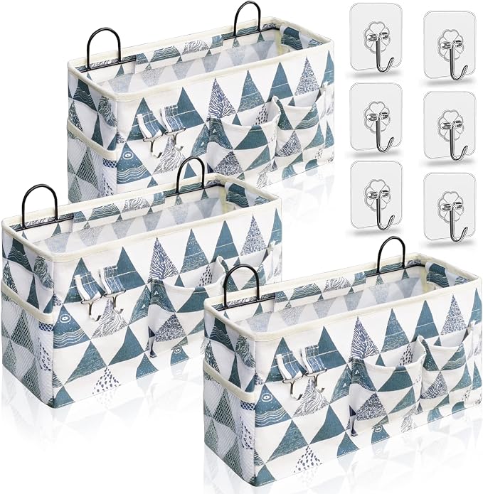 Kanrichu 3pcs Large Wall Hanging Organizer Bag, Linen Fabric Door Hanging by KANRICHU