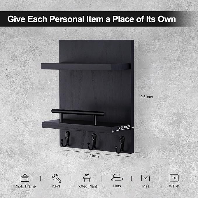 Key Holder Wall Mount, Mail Shelf Decor - Image 2