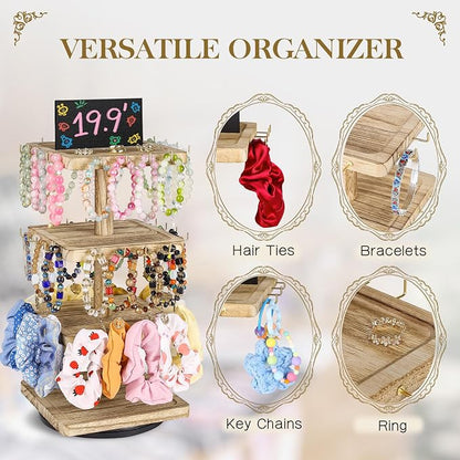 LadyRosian 3-Tier Wooden Rotating Jewelry Display Stand | Bracelet & Keychain - Image 4