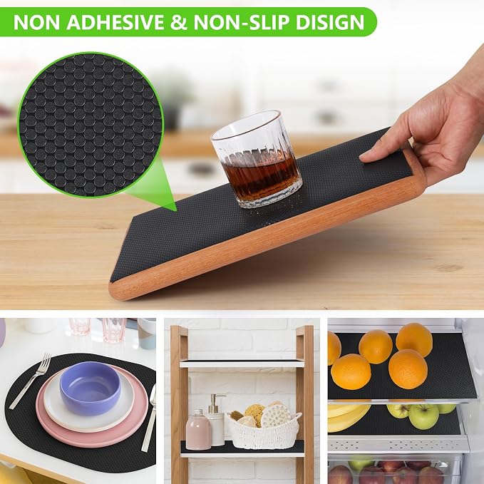 Black Shelf Liners for Kitchen Cabinets Non Adhesive Drawer Liner for Bathroom - Image 7