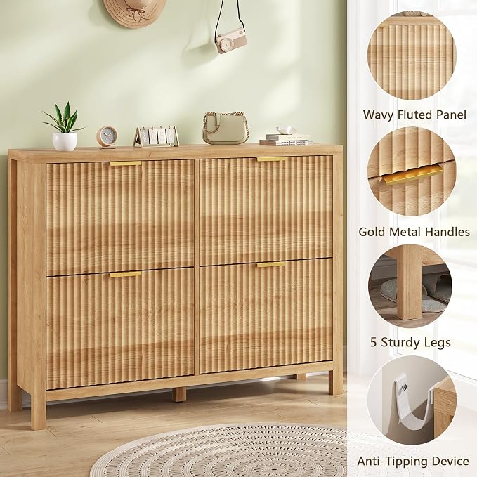 47" Fluted Shoe Cabinet Stoarge - Image 7