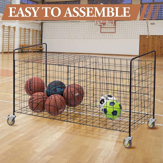 MyGift X-Large Capacity Black Metal Sports Ball and Gym Equipment Storage - Image 4