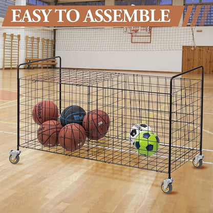 MyGift X-Large Capacity Black Metal Sports Ball and Gym Equipment Storage - Image 4