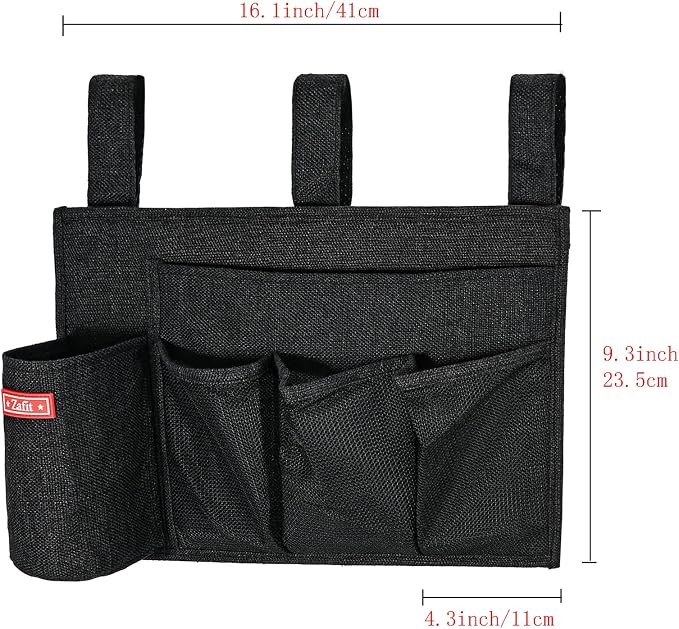 Linen Bedside Caddy, Bedside Storage Organizer - Image 3