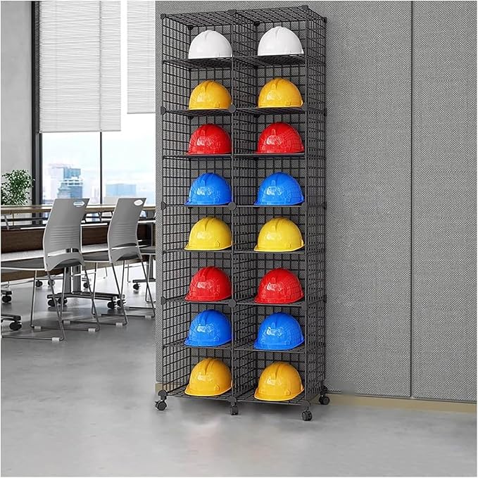 Stackable Safety Helmet Storage Boxes, Large Adjustable Hard Hat Placement by Unknown