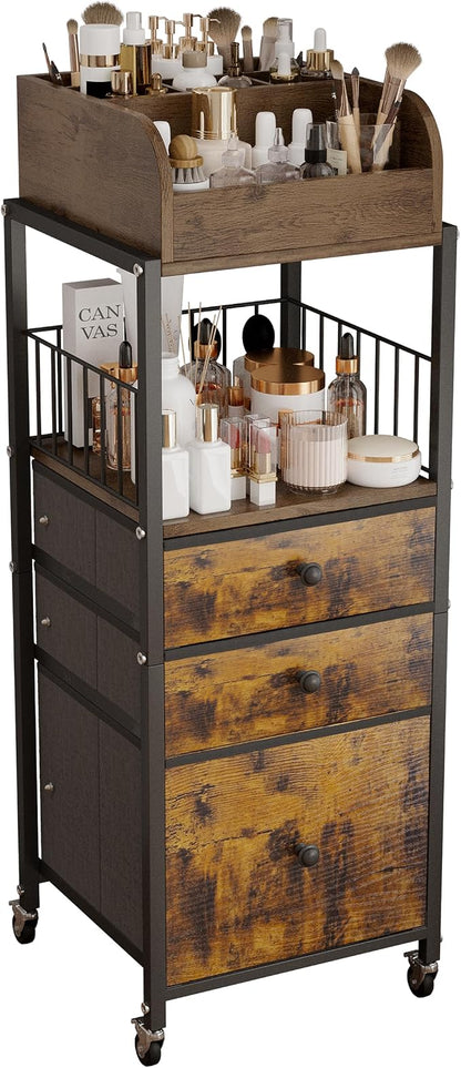 Makeup Organizer Cart with Drawers, Make up Organizers by ZQUYAJ