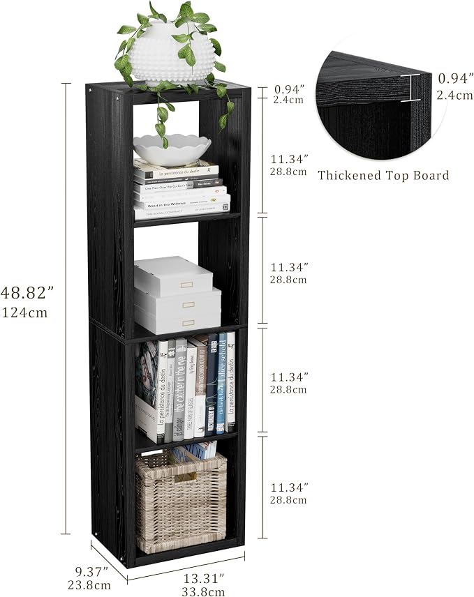 Cube Storage Organizer Bookcase, Small 4 Tier 11 inch Open Back Cubical Shelf - Image 3