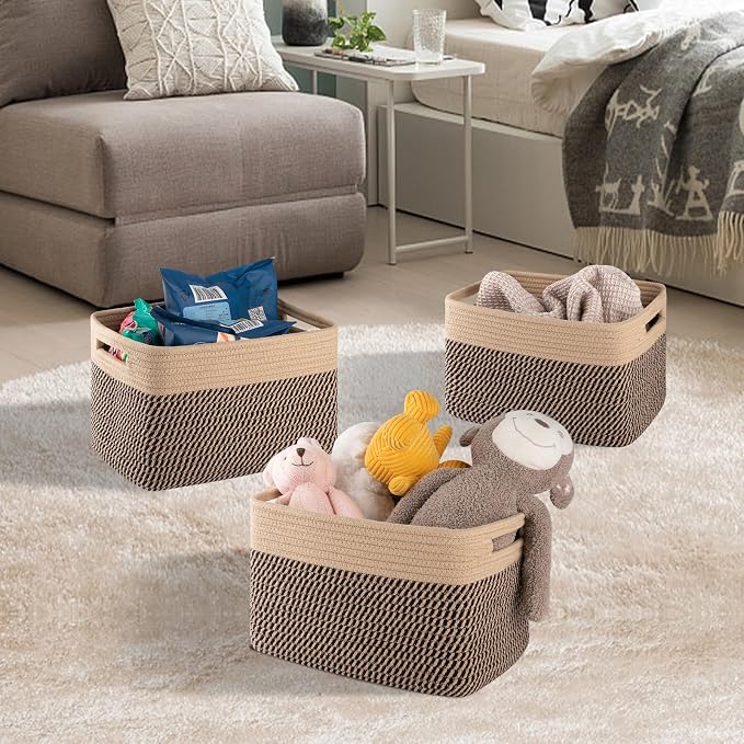 4 Pack Storage Baskets for Organizing, Woven Baskets for Shelves - Image 4