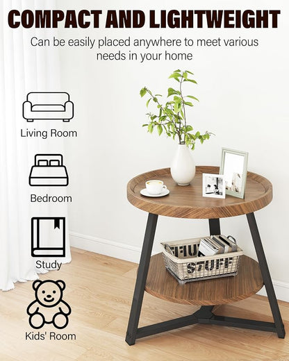 Small Round End Table, 2-Tier Side Table - Image 4