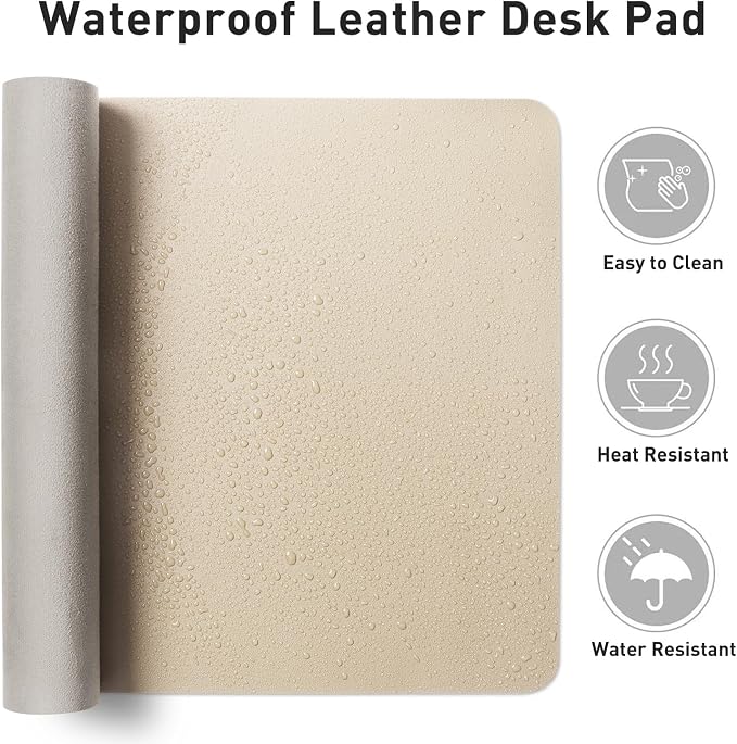 Aothia Leather Desk Pad Protector, Office Mat, Large Mouse Pad, Non-Slip PU - Image 6