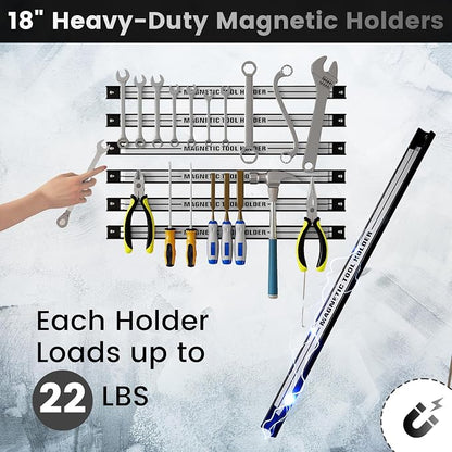 Goplus 6PCS 18" Magnetic Tool Holder, Wall Mounted 176LBS Capacity Magnetic - Image 2