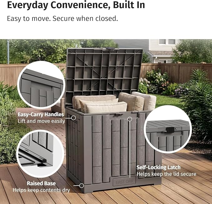 EAST OAK Outdoor Storage Box, 31 Gallon 2 Pack Deck Box Indoor and Outdoor Use - Image 8