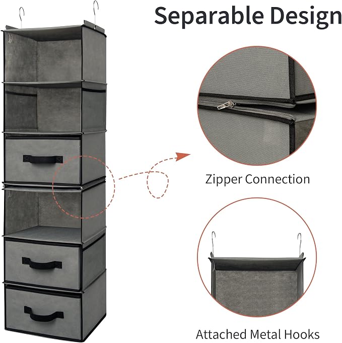 GRANNY SAYS 6-Shelf Hanging Closet Organizer, Separable to 2 Pack 3-Shelf - Image 6