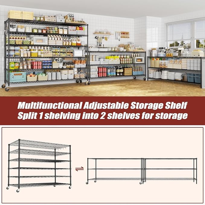 PrimeZone 6 Tier 80.7" H x 55.5" W x 24" D Wire Shelving - Image 5