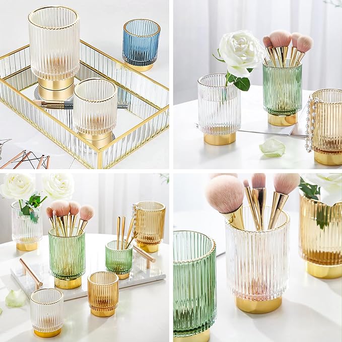 DASITON Makeup Brush holder Organizer, Crystal Cosmetic Makeup Brush Glass - Image 4