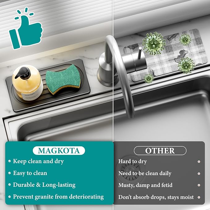 Water Absorbing Stone Tray for Sink, Quick Drying Diatomite Bathroom Tray - Image 5