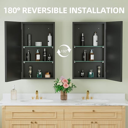 Buruis 14 x 24 Inch Framed Medicine Cabinet Mirror - Image 6