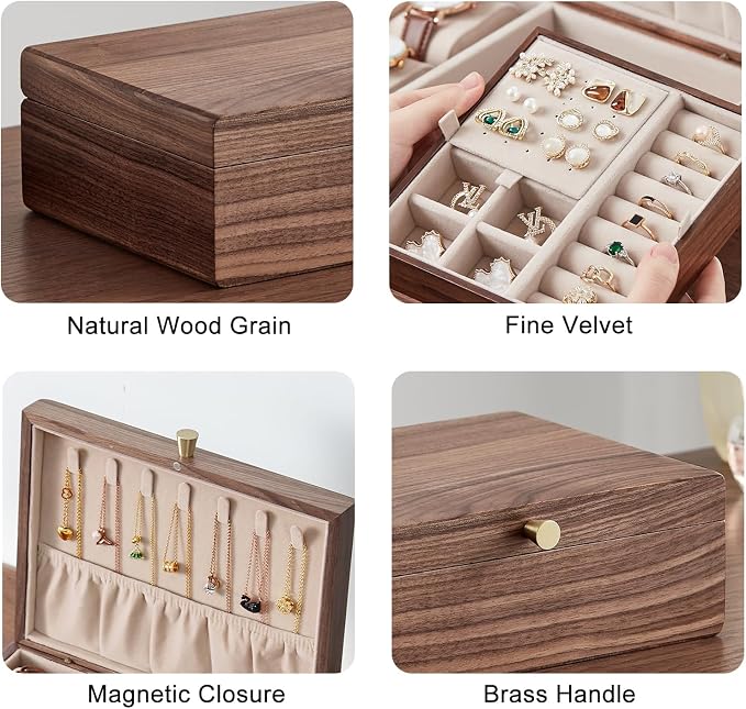 Black Walnut Wooden Jewelry Box - Image 5