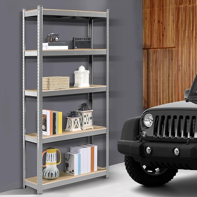 Yaheetech 5-Tier Heavy Duty Storage Shelves 35.5" W x 12" D x 71" H Silver | - Image 2