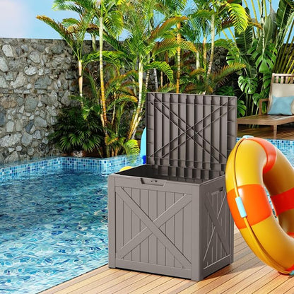 32 Gallon Deck Box, Resin Outdoor Storage Box - Image 4