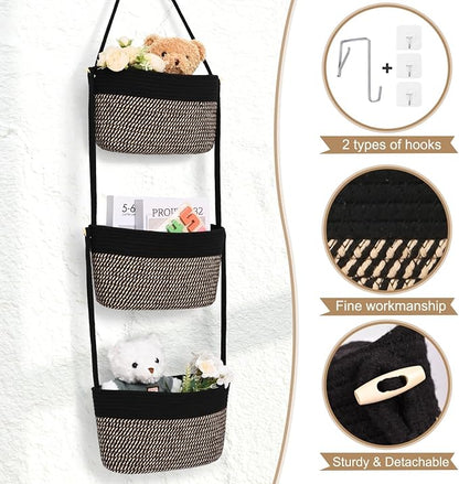 Hanging Basket, 3-Tier Woven Wall Basket - Image 4