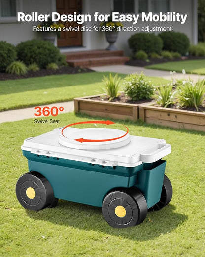 VEVOR Small Garden Seat, 2 in 1 Rolling Garden Cart - Image 3
