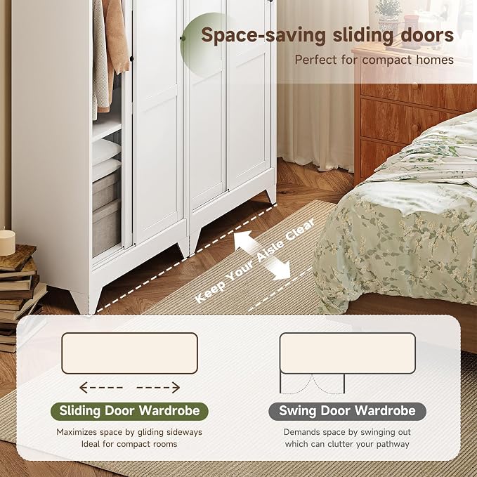 Letaya Armoire Wardrobe Closet, Narrow Slim Coat Closet Cabinet - Image 4