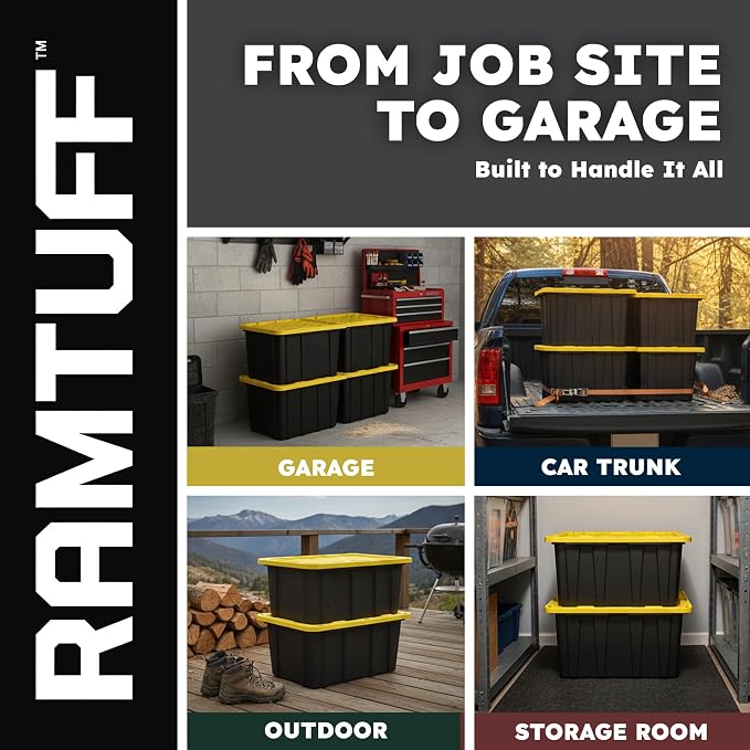 Ramtuff 4 Pack Heavy Duty Stackable Storage Container - Image 4
