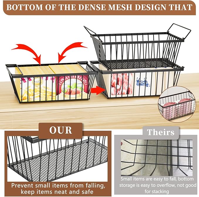 Freezer Organizer Bins ，Enhanced Leak-Proof Bottom，4 Pack Stackable Deep - Image 2