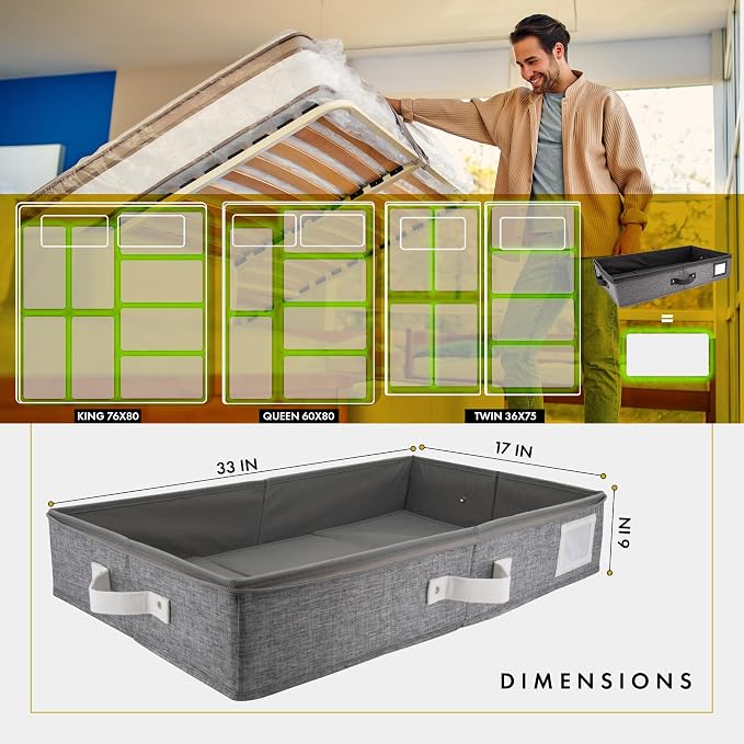 HOMELUX THEORY 2pc Under Bed Storage Containers, Bedroom Under the Bed Drawer - Image 2