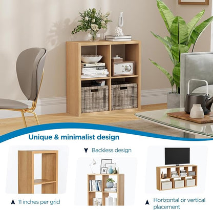 4 Cube Storage Organizer, Cubby Storage Shelf, 2x2 Cube Bookshelf, Wooden - Image 6