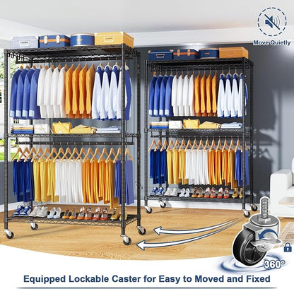 P8 Heavy Duty Clothes Rack（With Extended Width Design） Rolling Clothing Racks - Image 4