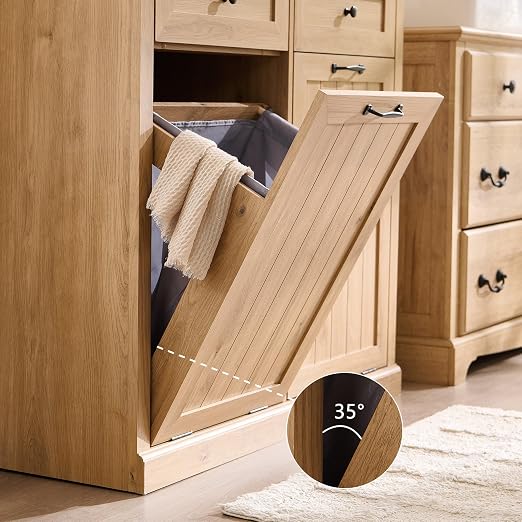 Double Tilt Out Trash Cabinet, 20 Gallon Farmhouse Laundry Hamper Cabinet - Image 5
