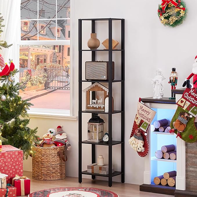 YUFAM 6 Tier Tall Skinny Bookshelf, Narrow Bookcase, Wooden Shelf, Narrow Shelf - Image 3