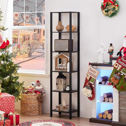 YUFAM 6 Tier Tall Skinny Bookshelf, Narrow Bookcase, Wooden Shelf, Narrow Shelf - Image 3