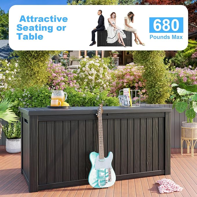180 Gallon Deck Box, Resin Outdoor Storage Box - Image 5