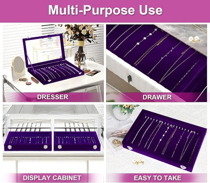 Jenseits Necklace Holder Jewelry Organizer Box, Dustproof Velvet Necklace Tray - Image 5