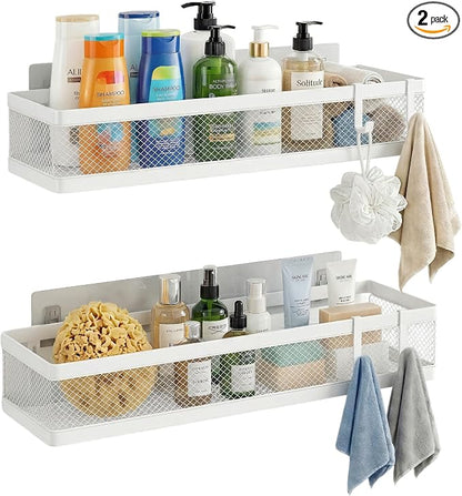 PUSDON 16.5-Inch Extra Long Slim Mesh Shower Caddy, Wall Mounted Bathroom by PUSDON