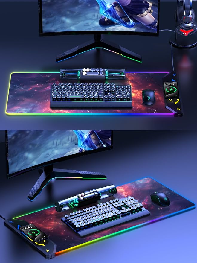 TopMade Wireless Charging Mouse Pad, RGB Gaming Mousepad, 35.4" x 15.8" Extra - Image 8