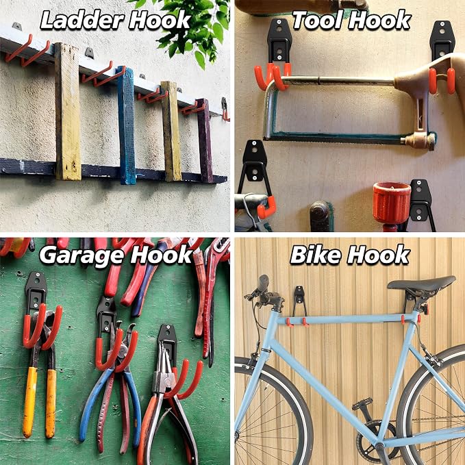 40 Pack Heavy Duty Garage Hooks, Solid Steel Wall Mount Hangers, - Image 7