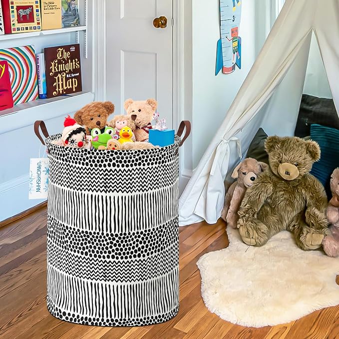 LANGYASHAN Laundry Basket Canvas Fabric Collapsible Organizer Basket - Image 5