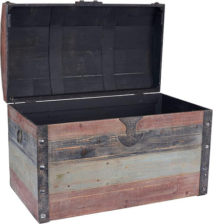 Household Essentials Large Wooden Storage Trunk, Weathered Wood - Image 6